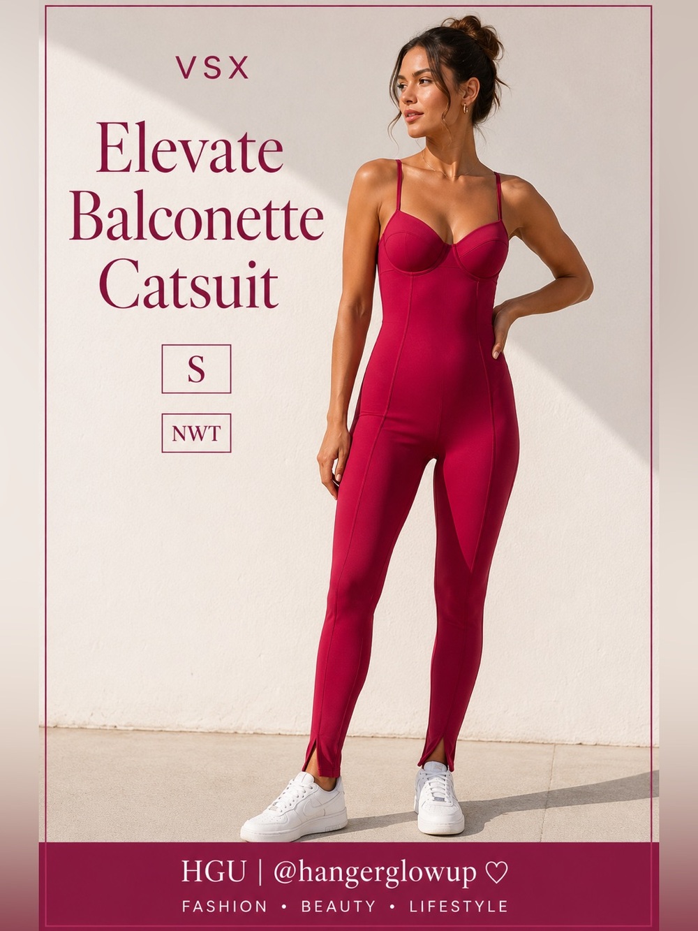 VSX Elevate Balconette One Piece Catsuit Berry Pink NWT Size Small